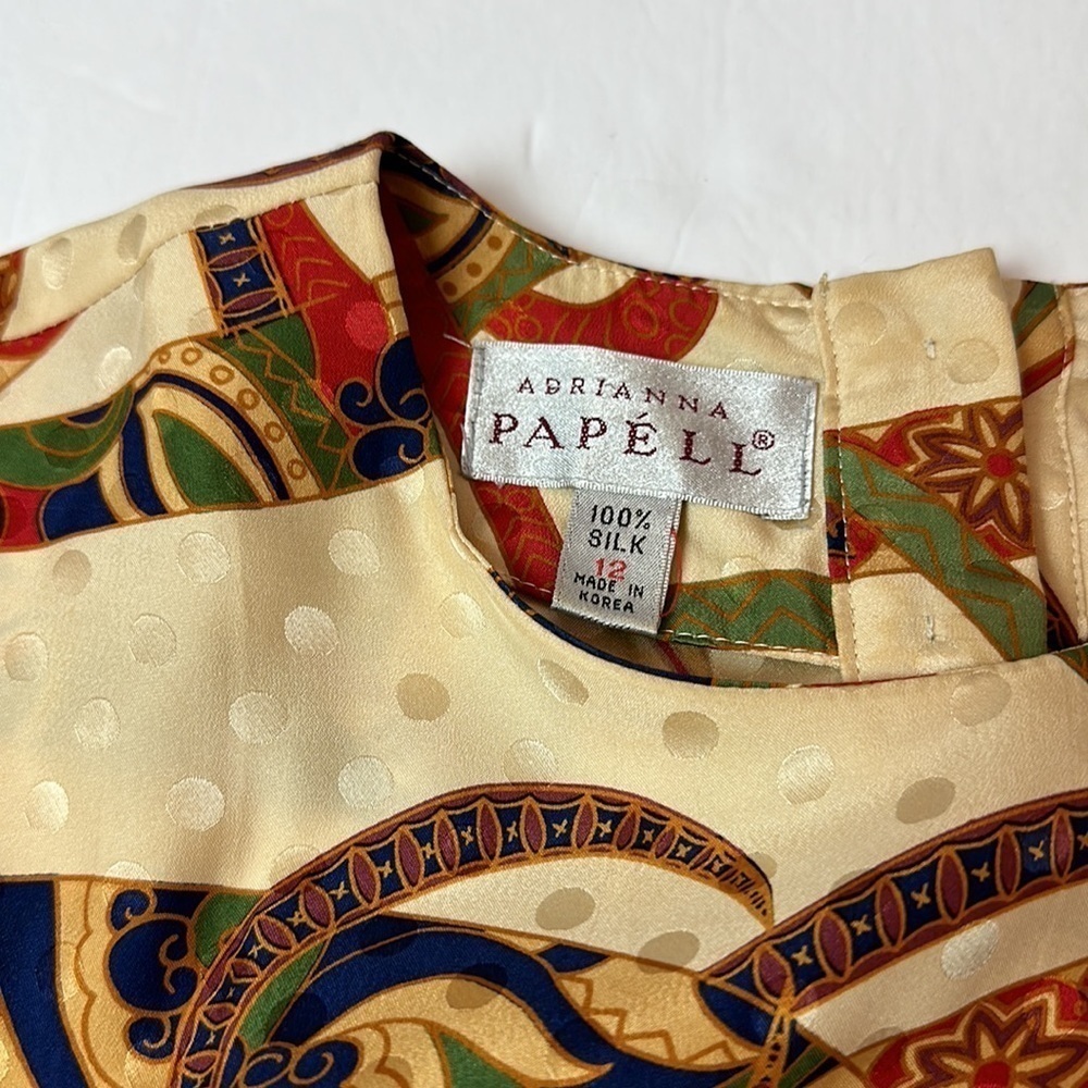Vintage 80’s 100% silk Adrianna Papell blouse - Picture 3 of 11